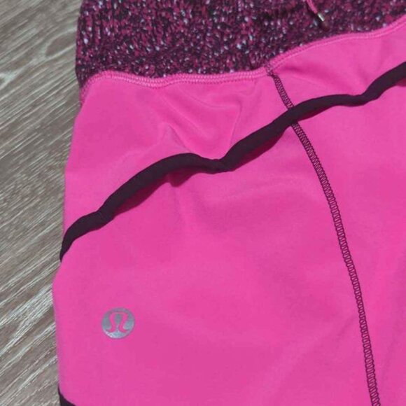 Lululemon size 4 Speed Shorts Raspberry Glow Light Pink run times tracker hotty - Picture 3 of 6
